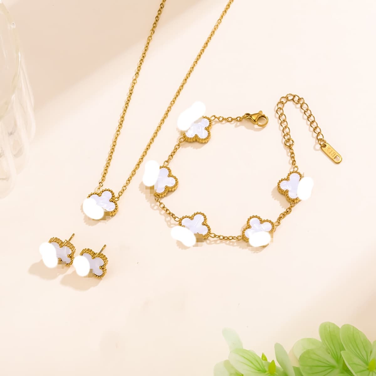 Популярный набор из трех предметов: колье, браслет и серьги с четырехлистным клевером 13 мм, универсальный клевер с...