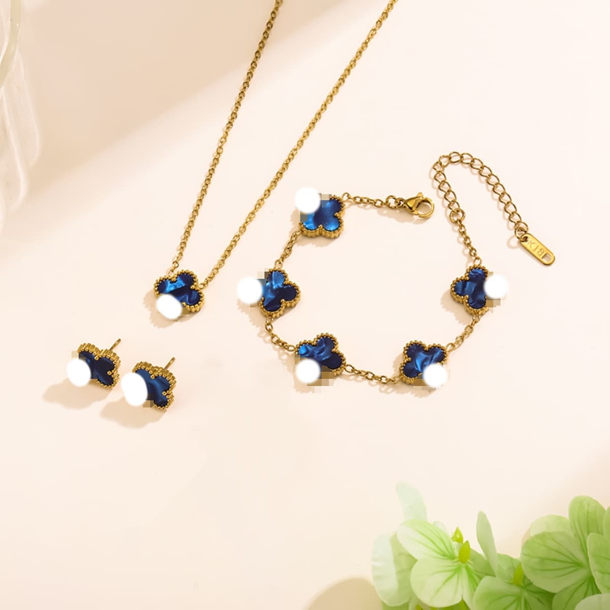 Популярный набор из трех предметов: колье, браслет и серьги с четырехлистным клевером 13 мм, универсальный клевер с...