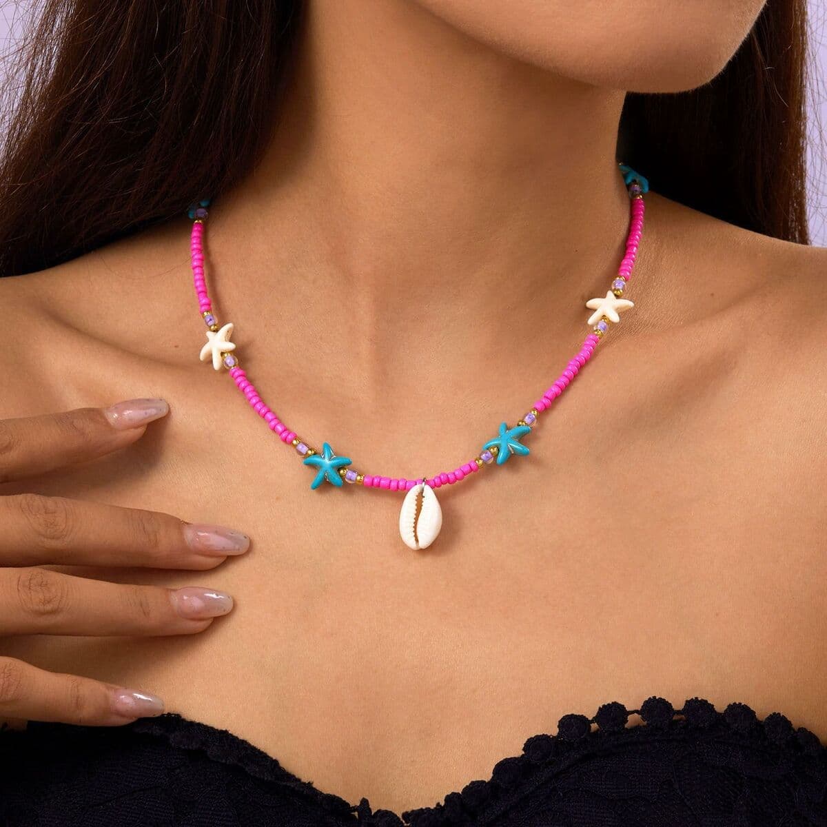 Amazon новый богемный стиль многослойная оболочка ожерелье женская мода рисовый жемчуг ожерелье ключица набор оптом