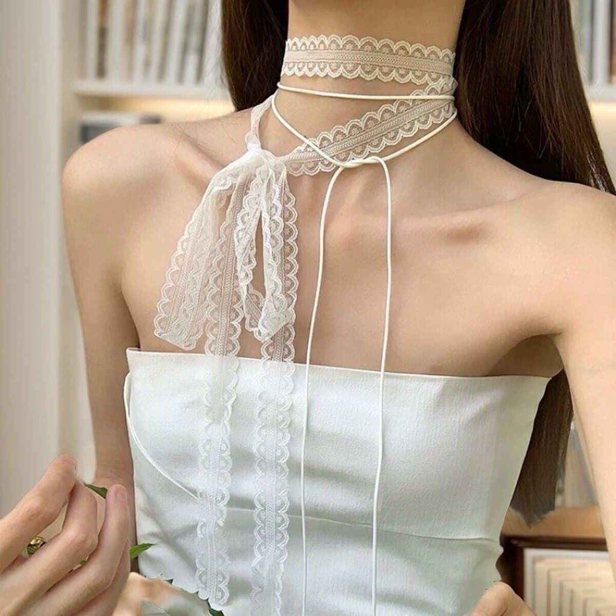 Multi-Stage 180CM многослойный стек с кружевной шнуровкой ожерелье балет стиль дизайн кружева шейный браслет сладкий