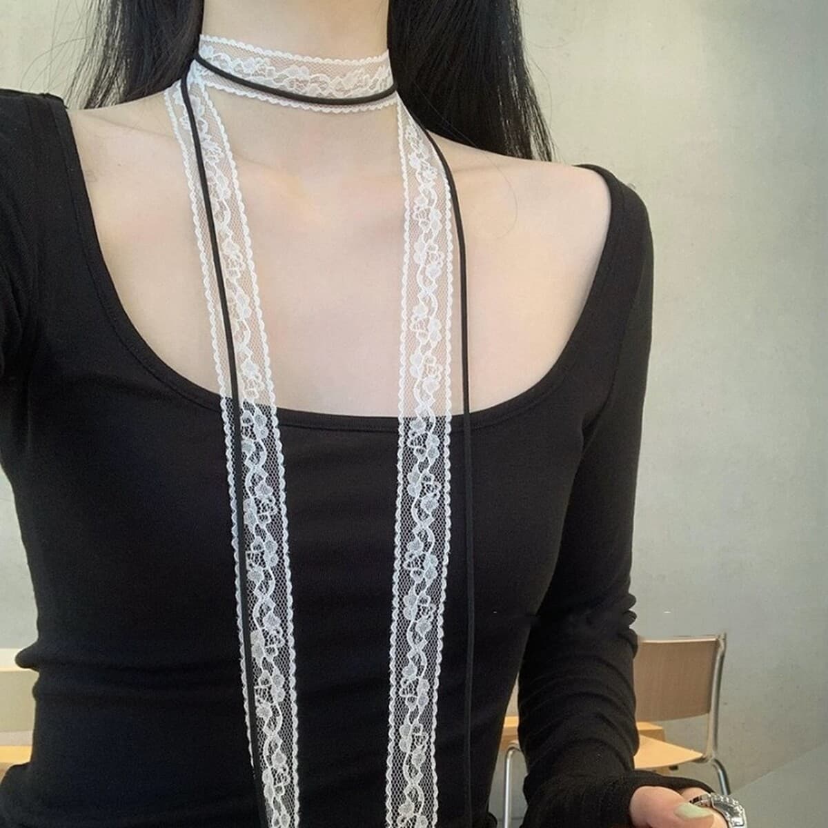 Multi-Stage 180CM многослойный стек с кружевной шнуровкой ожерелье балет стиль дизайн кружева шейный браслет сладкий