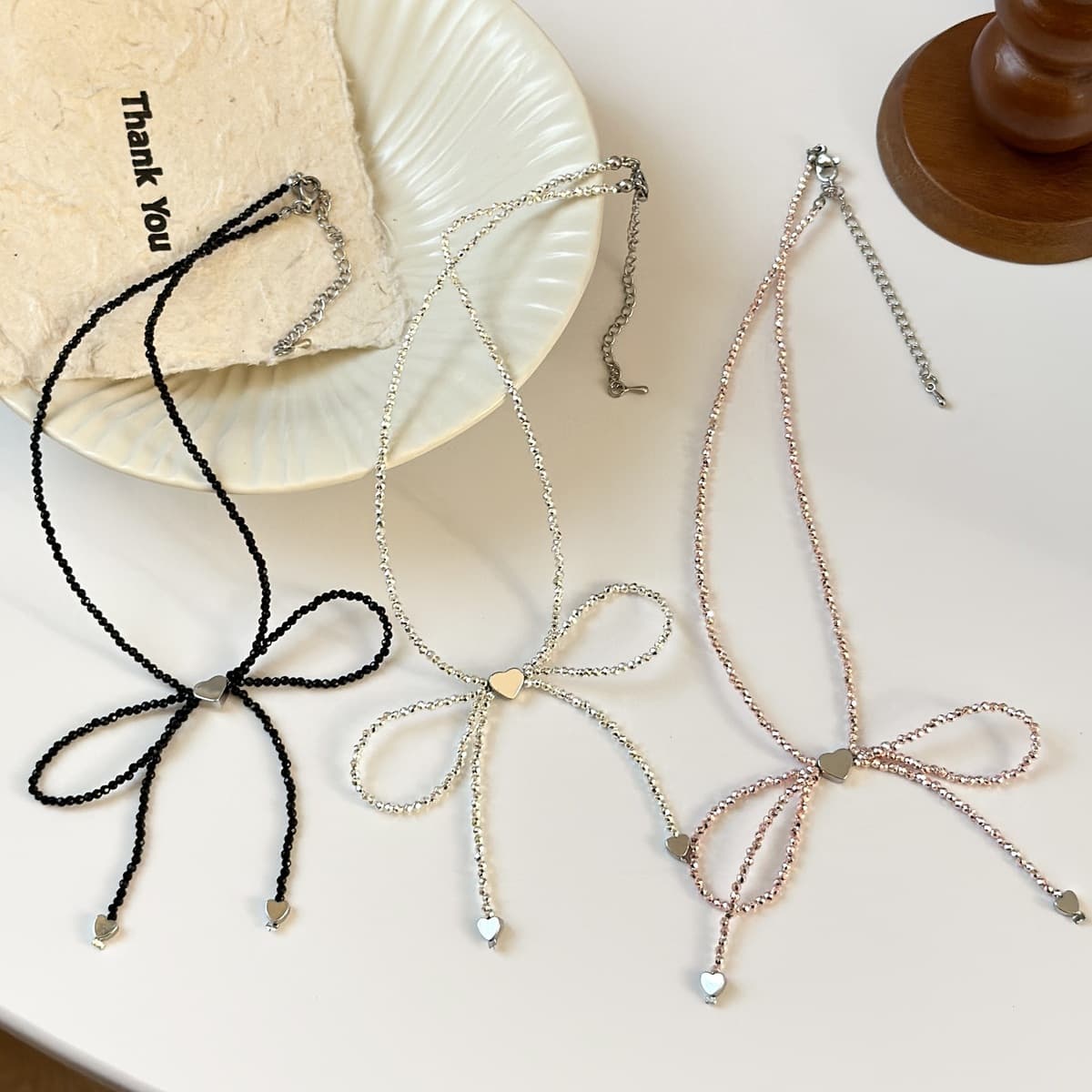 Розовая черная цепочка ключицы из бисера любовь жемчужная шнуровка бант ниша дизайн темперамент ожерелье женский чокер