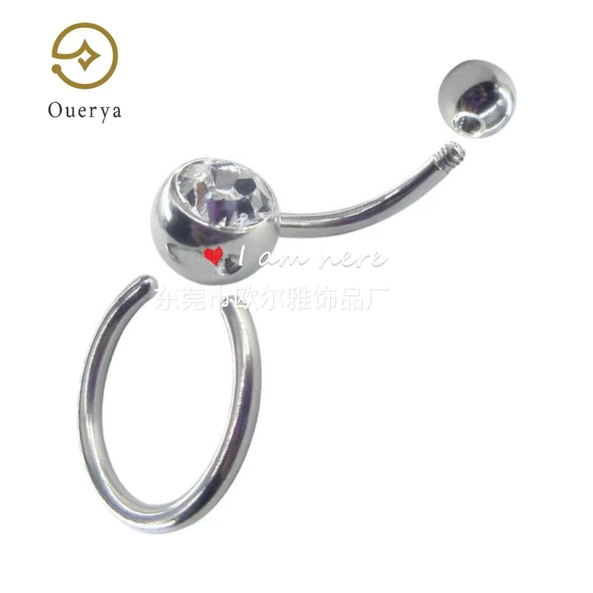 Нержавеющая сталь тело пирсинг ювелирные изделия пупка кольцо пупка кольцо пупка кольцо кольцо мяч круг с просверлкой пупка...