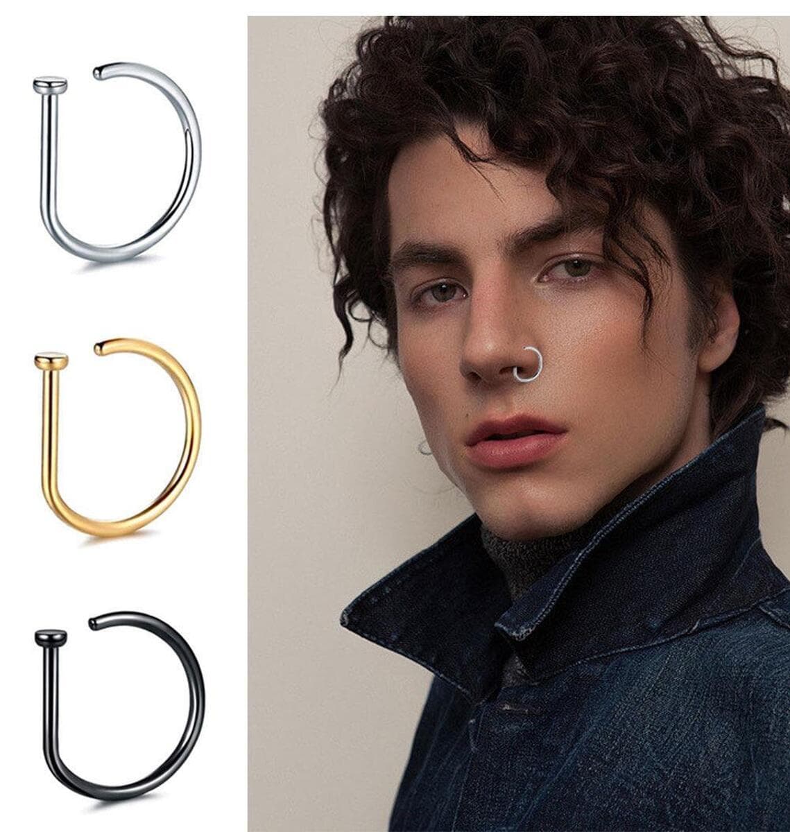 Трансграничное новое кольцо в носу D-типа из нержавеющей стали F136 ювелирные изделия с проколами из титана...