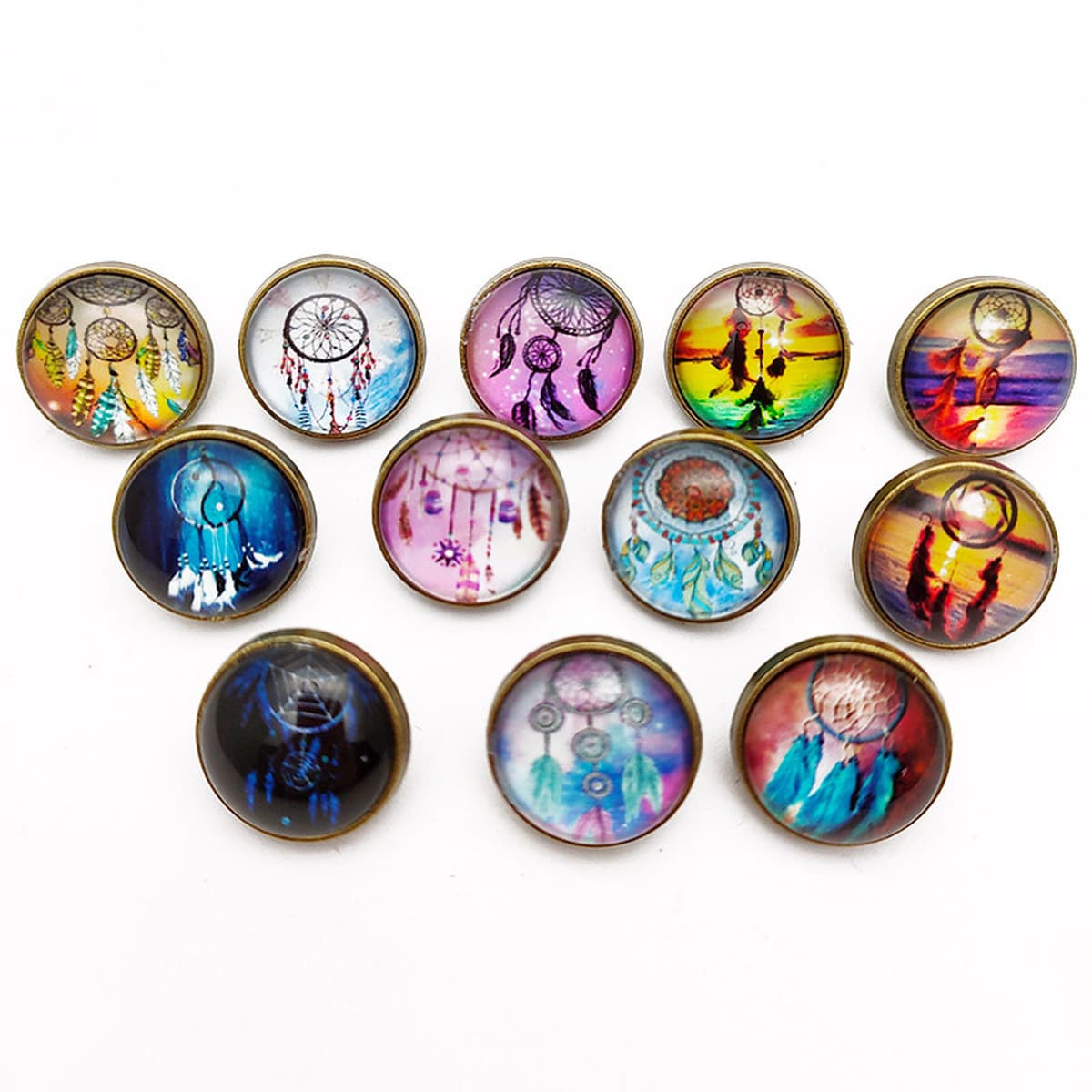 Фабрика прямые поставки DIY время драгоценный камень круглая кнопка оснастки металлический хрусталь мультфильм перо узор...