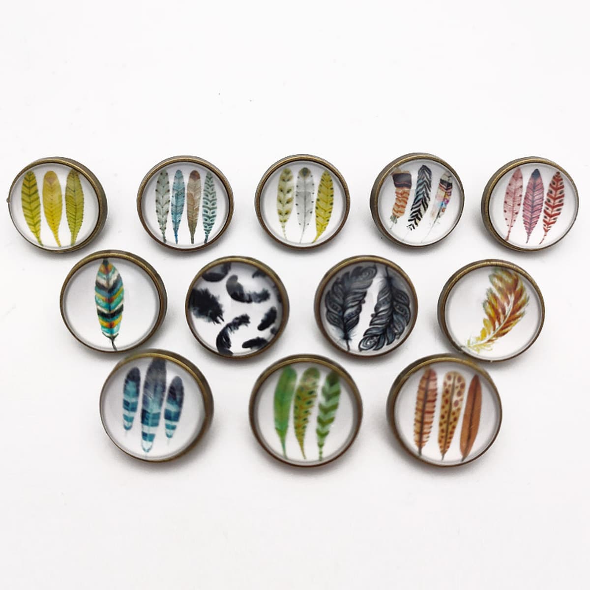 Фабрика прямые поставки DIY время драгоценный камень круглая кнопка оснастки металлический хрусталь мультфильм перо узор...