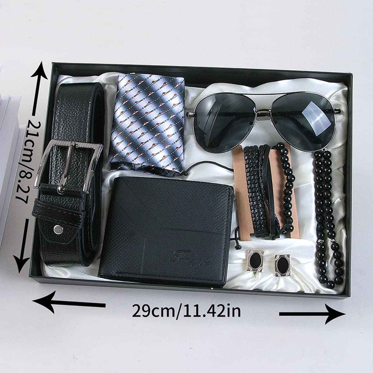 Мужской сувенирный набор: кошелек, галстук, браслет, ремень, солнцезащитные очки — подарок на День святого Валентина и День...