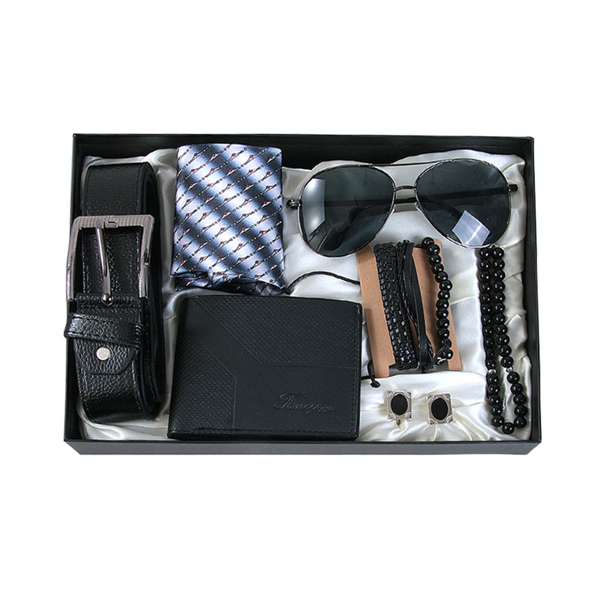 Мужской сувенирный набор: кошелек, галстук, браслет, ремень, солнцезащитные очки — подарок на День святого Валентина и День...