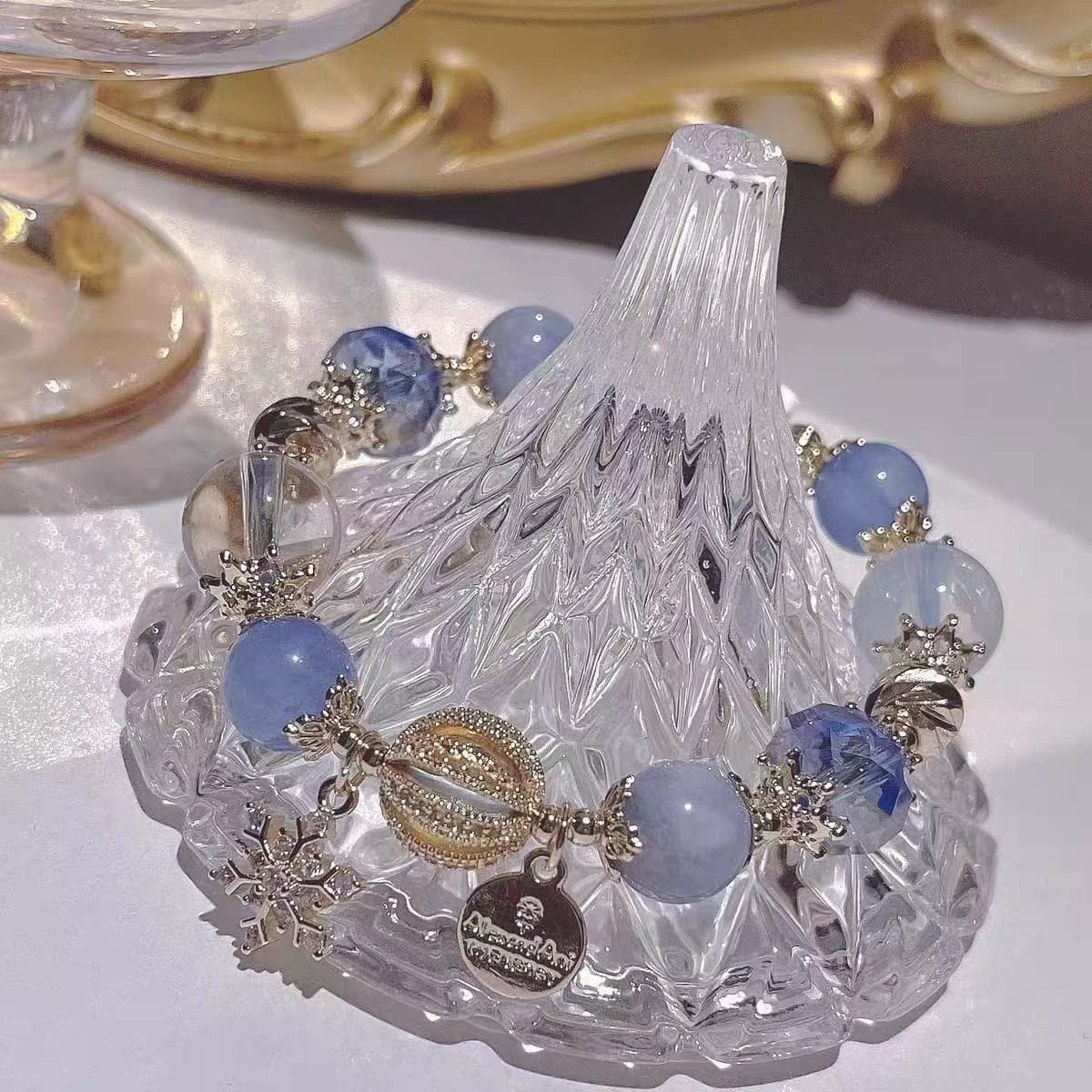 Кит падает со звездным небом голубой тигровый глаз синий кристалл обсидиан хрустальный браслет браслет сливочный конь...