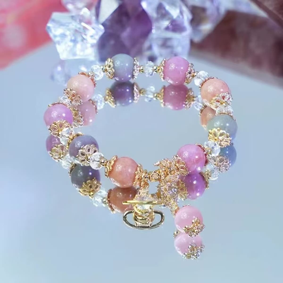 Кит падает со звездным небом голубой тигровый глаз синий кристалл обсидиан хрустальный браслет браслет сливочный конь...