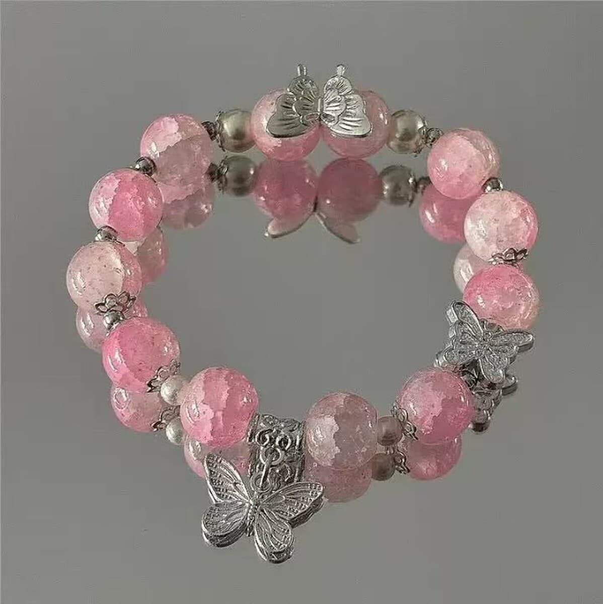 Популярный стильный летний браслет с бабочками и бусинами, модный сладкий браслет с стеклянным бантом для студентов и подруг