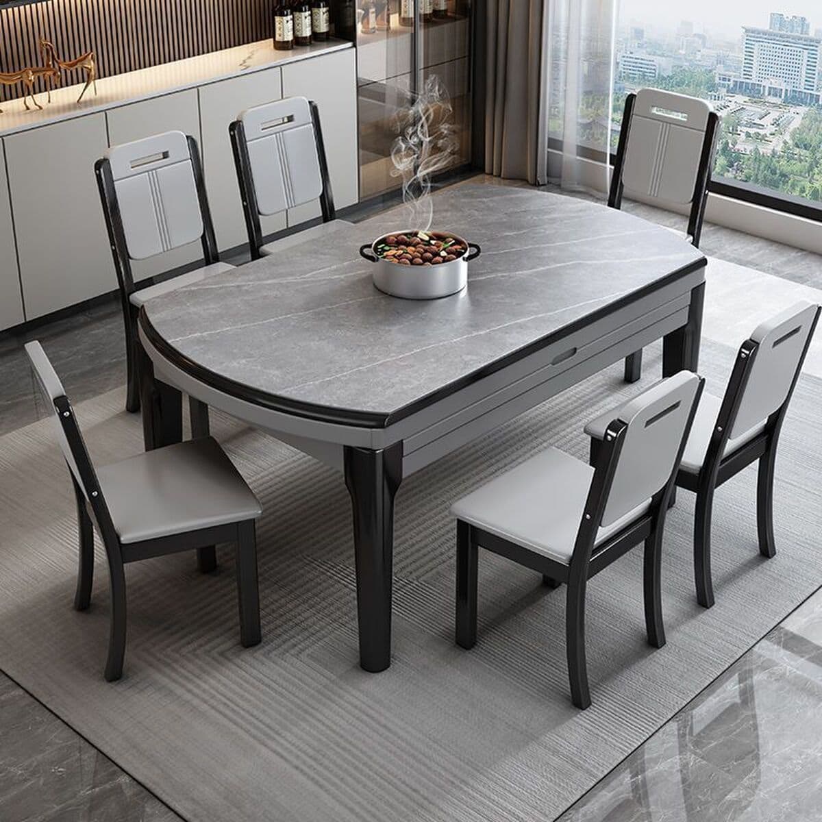 Легкий роскошный обеденный стол и стул из сланца, комбинация для небольшой квартиры, простой бытовой обеденный стол из...