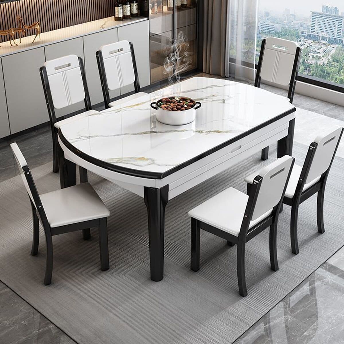 Легкий роскошный обеденный стол и стул из сланца, комбинация для небольшой квартиры, простой бытовой обеденный стол из...