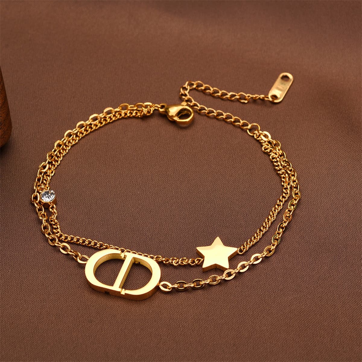 【Цельный титан】Бестселлер Amazon для международных продаж, модное европейско-американское двухслойное колье с буквами,...