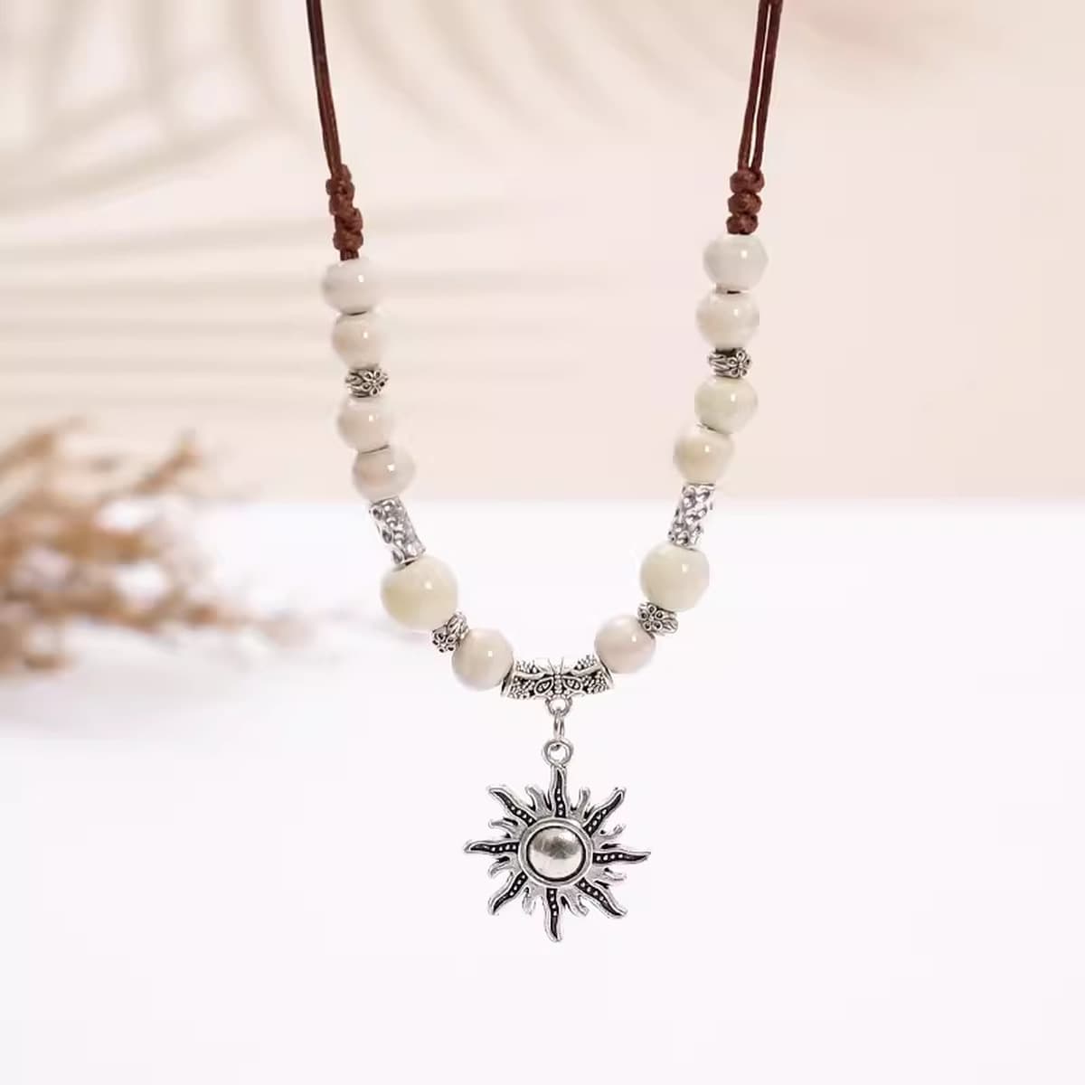 Пьяная любовь керамическое ожерелье из бисера женское Новое китайское Ретро плетеное ожерелье из веревки Национальный ветер...