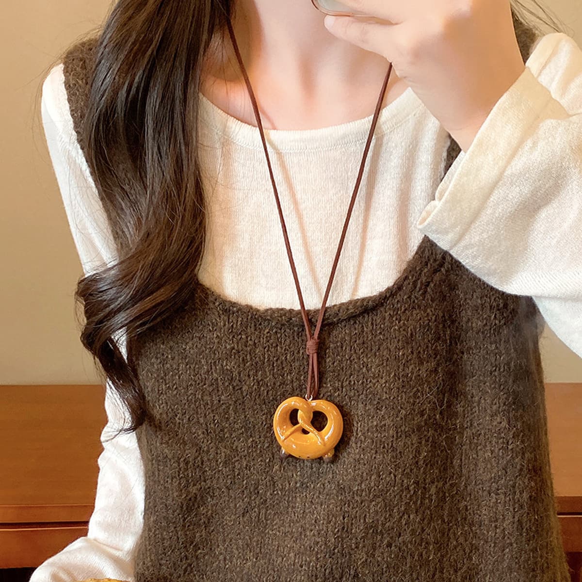 Ретро богемное керамическое ожерелье, длинная цепочка для свитера в средневековом экзотическом этническом стиле,...