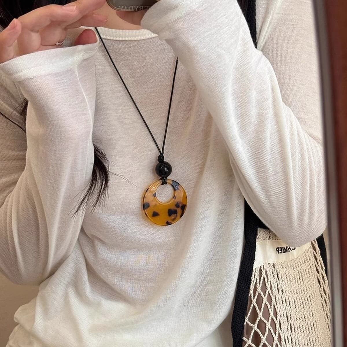 Ретро богемное керамическое ожерелье, длинная цепочка для свитера в средневековом экзотическом этническом стиле,...