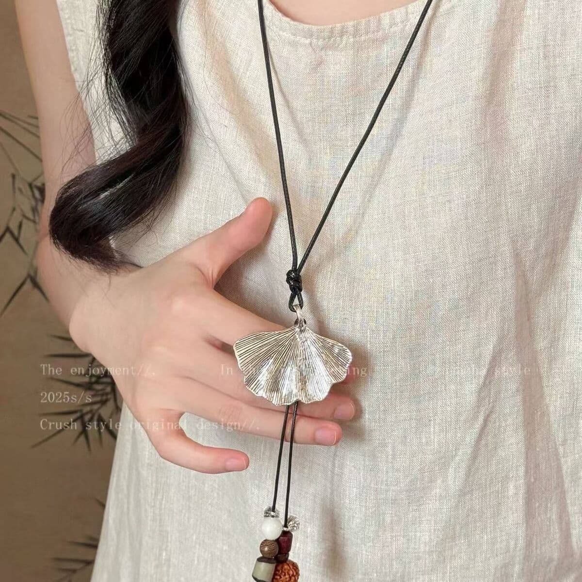 Ретро богемное керамическое ожерелье, длинная цепочка для свитера в средневековом экзотическом этническом стиле,...