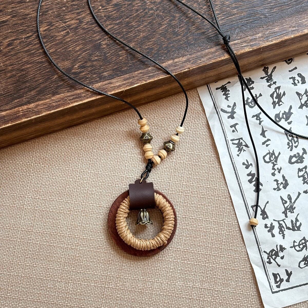 Ретро богемное керамическое ожерелье, длинная цепочка для свитера в средневековом экзотическом этническом стиле,...