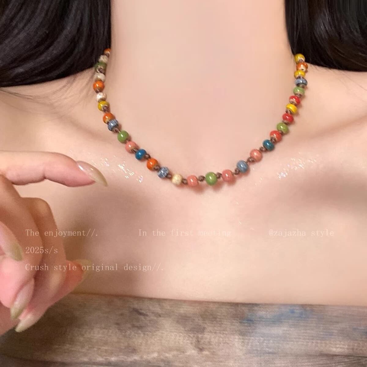 Цветное керамическое колье с цветами для женщин, новинка 2025 года, популярная цепочка для свитера в стиле шинуазри, длинная...