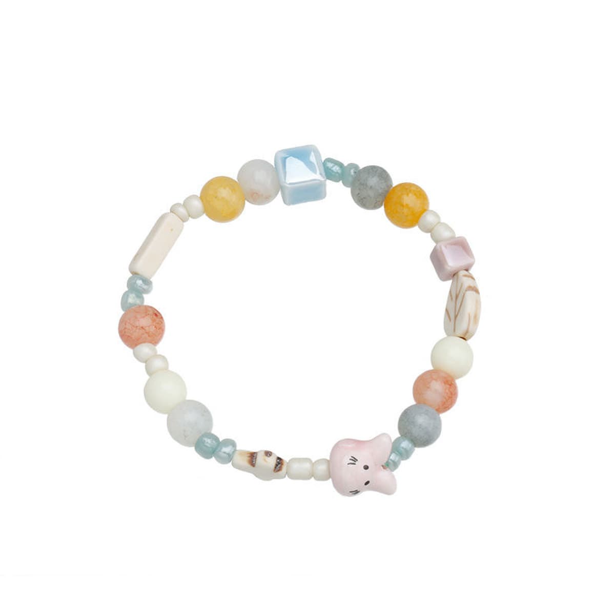 Керамический браслет из бисера с кроликом миндального цвета для женщин, летний нишевый дизайн, браслет с дофамином на ручке...