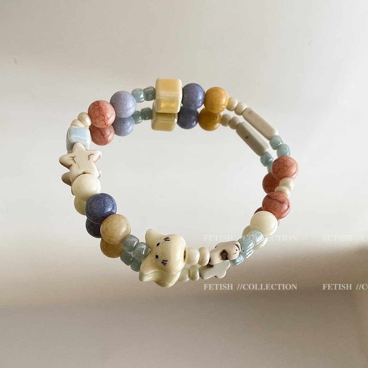 Керамический браслет из бисера с кроликом миндального цвета для женщин, летний нишевый дизайн, браслет с дофамином на ручке...