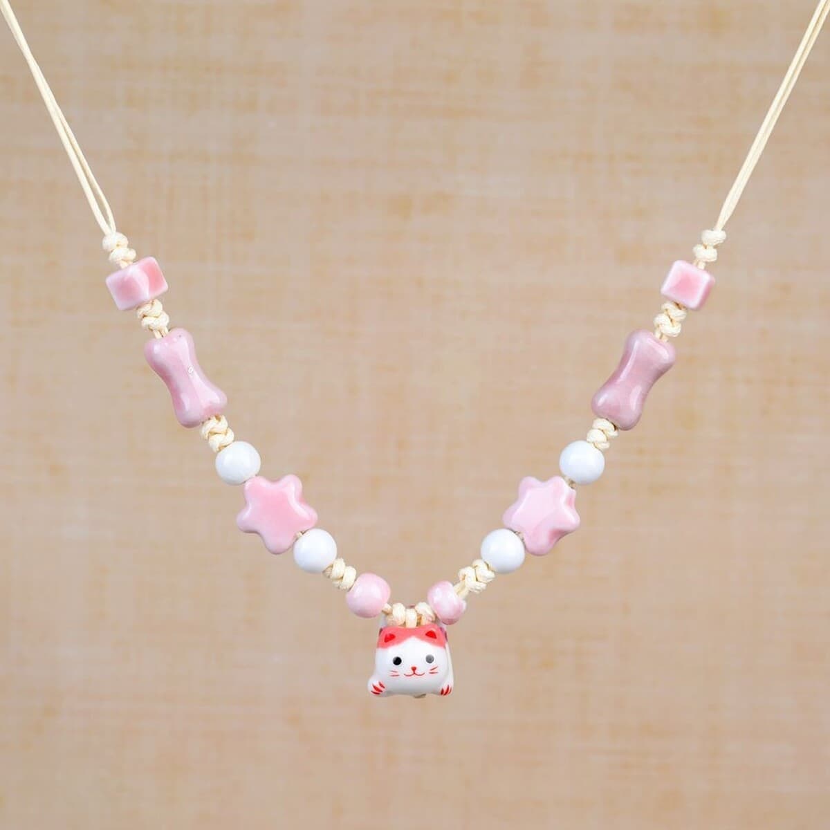 Цзиндэчжэнь Юань Сяохун керамическое ожерелье кошачий серии нишевые китайские милые дикие украшения