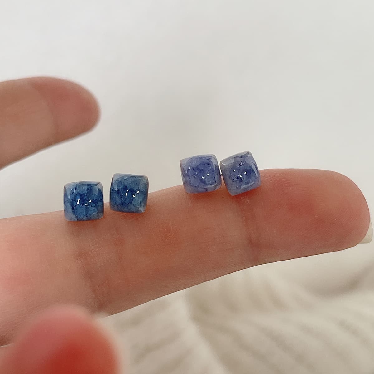 Керамические ледяные трещины Квадратные серьги стальные иглы