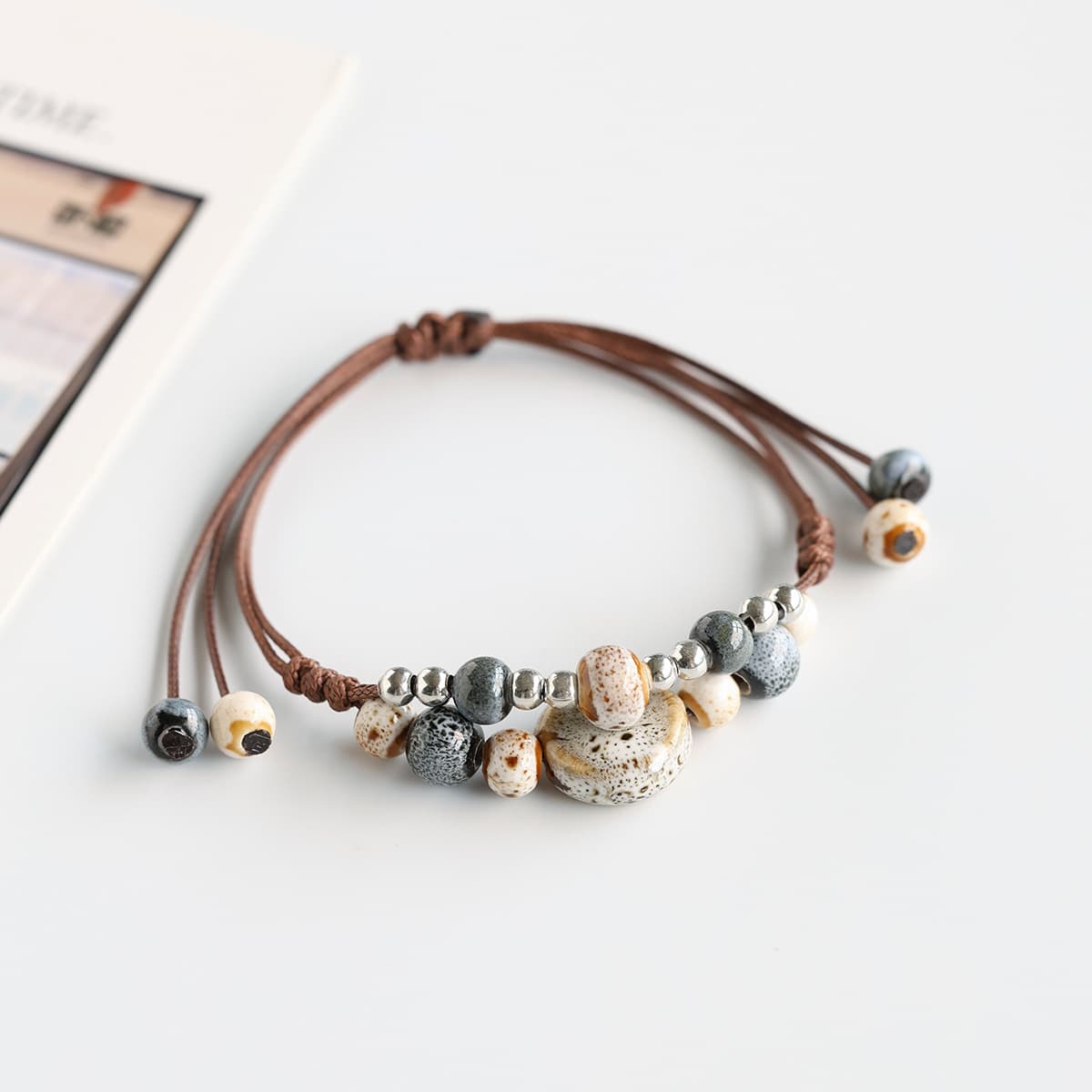 Национальный ветер керамические ювелирные изделия Jingdezhen фарфоровые бусы с ручной веревкой