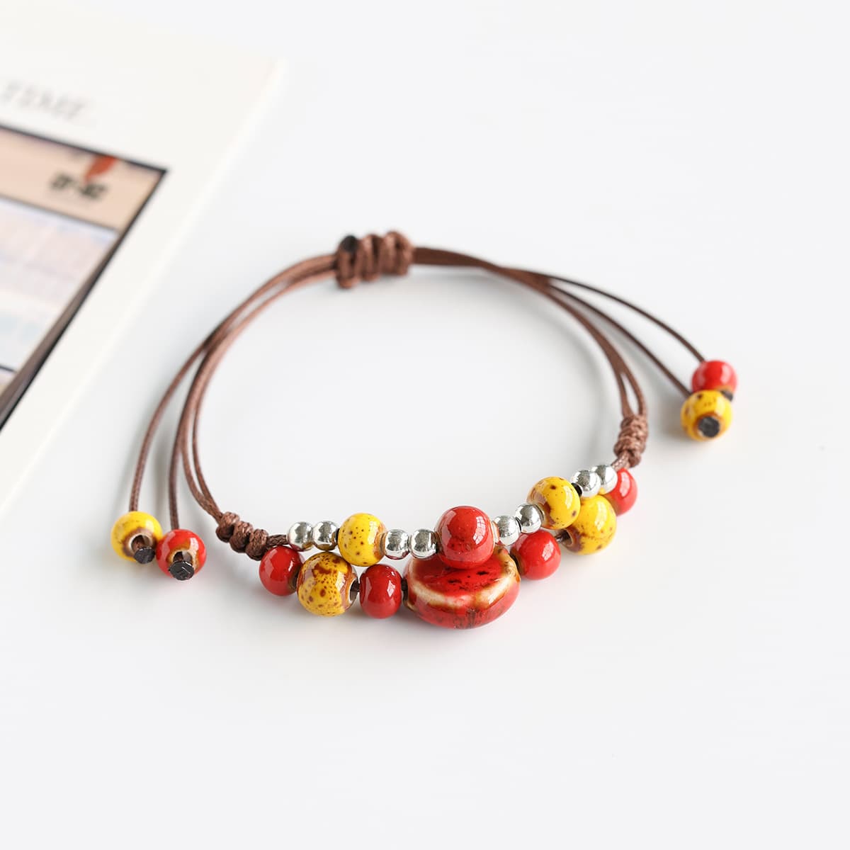 Национальный ветер керамические ювелирные изделия Jingdezhen фарфоровые бусы с ручной веревкой