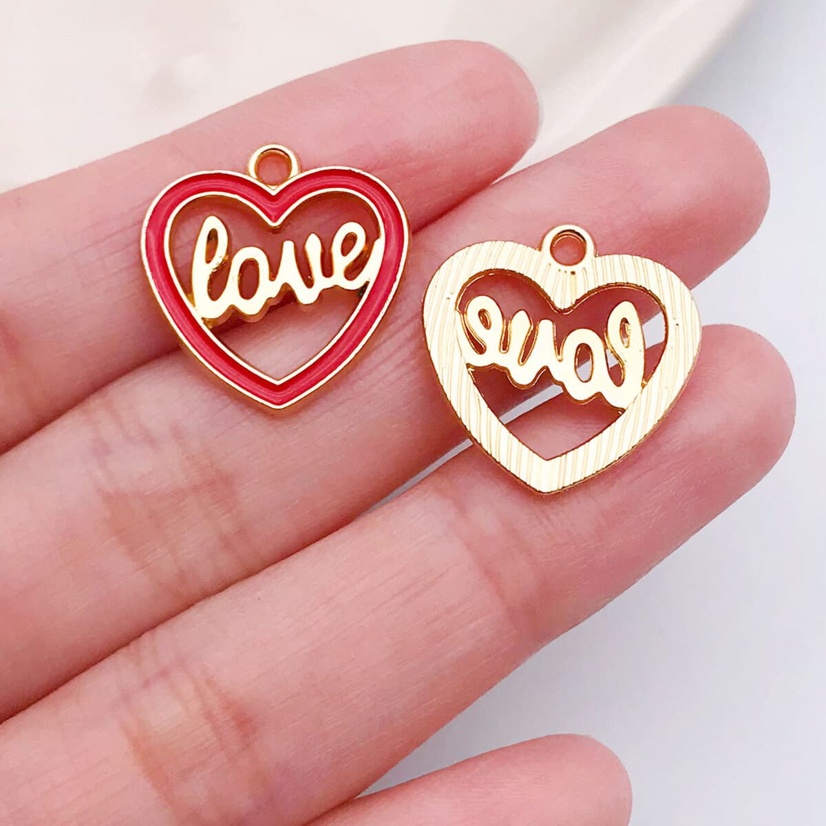 Кулон-подвеска для ожерелья DIY в форме сердца с розой и надписью LOVE, цвет розовый, ко Дню святого Валентина, аксессуары...