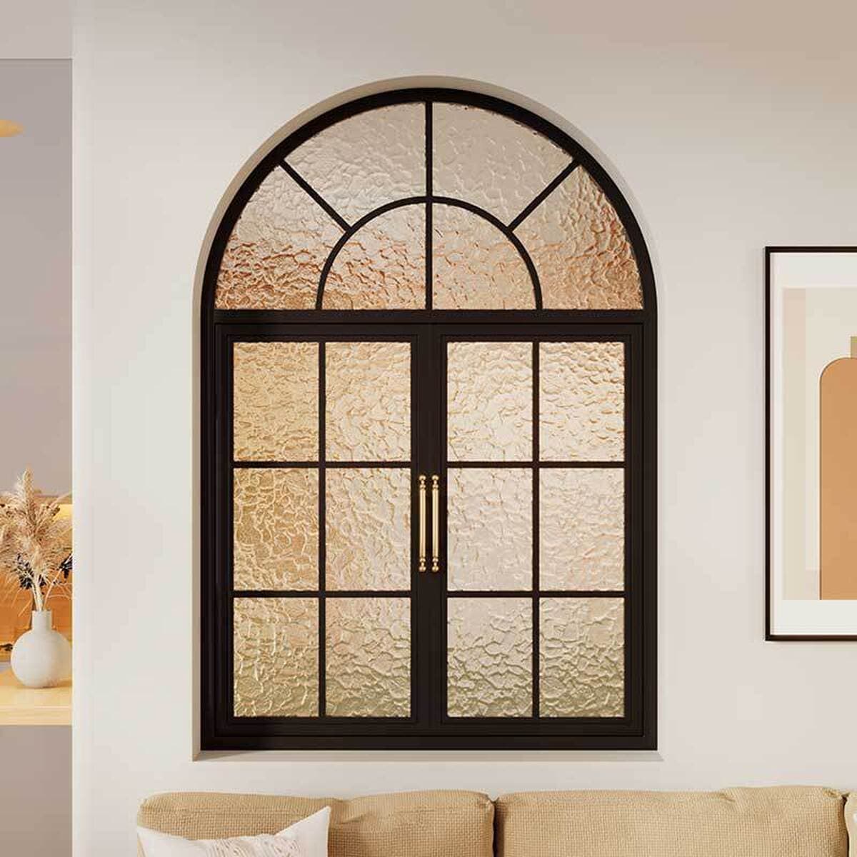 Ретро-стеклянное окно во французском стиле с художественным железным освещением, распашное окно для столовой, кафе, арочное...