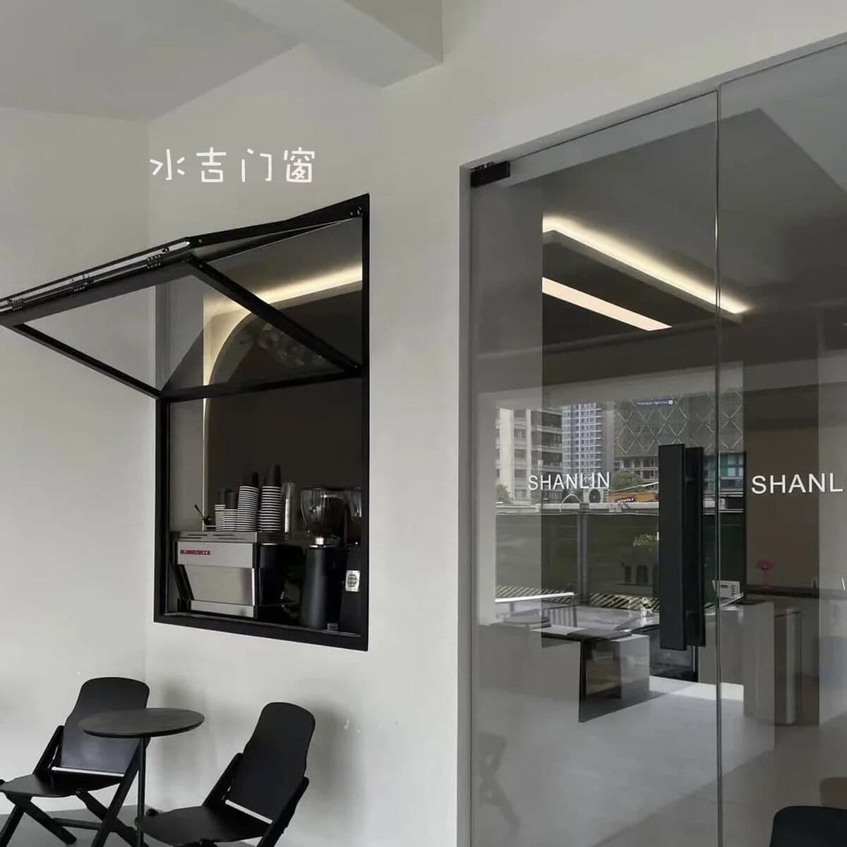 Верхние и нижние складные окна Алюминиевые окна с полным открытым окном кофе чай с молоком