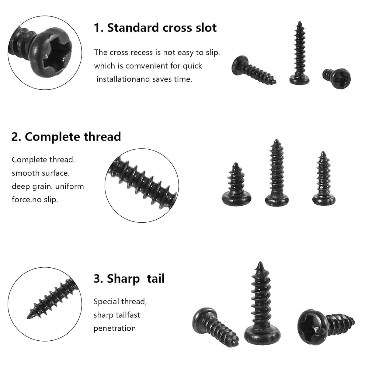 Набор из 1000 саморезов с круглой головкой Phillips в коробке, для ремонта очков, часов и микроэлектроники