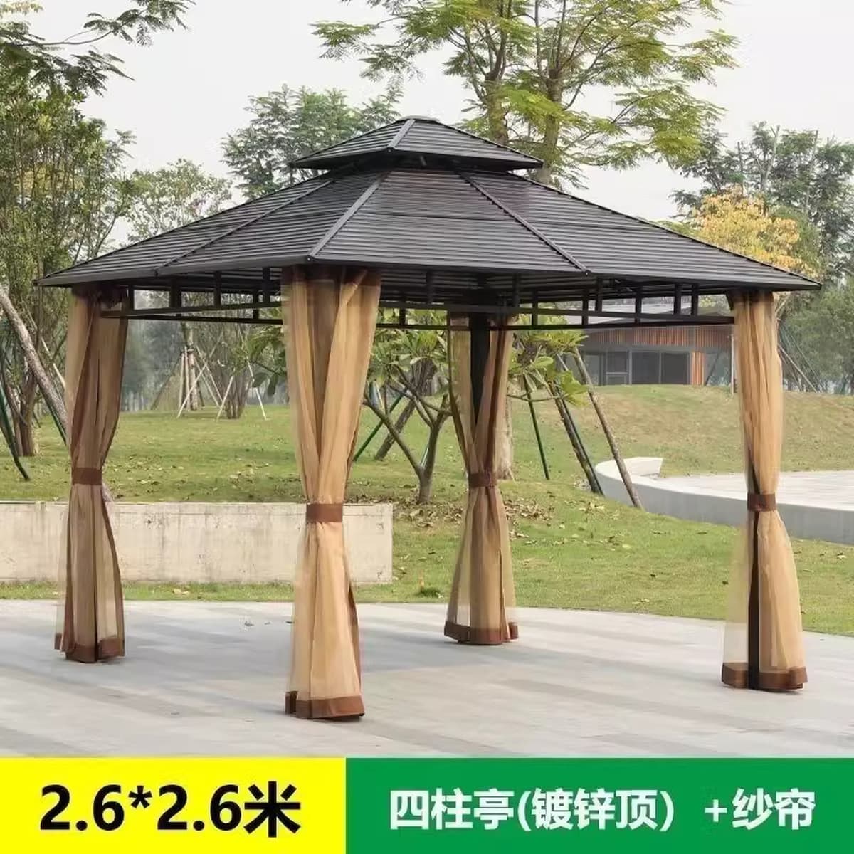 Открытый беседка оцинкованная крыша павильона с четырьмя колоннами павильона дворик сад на крыше отдыха навес большой...