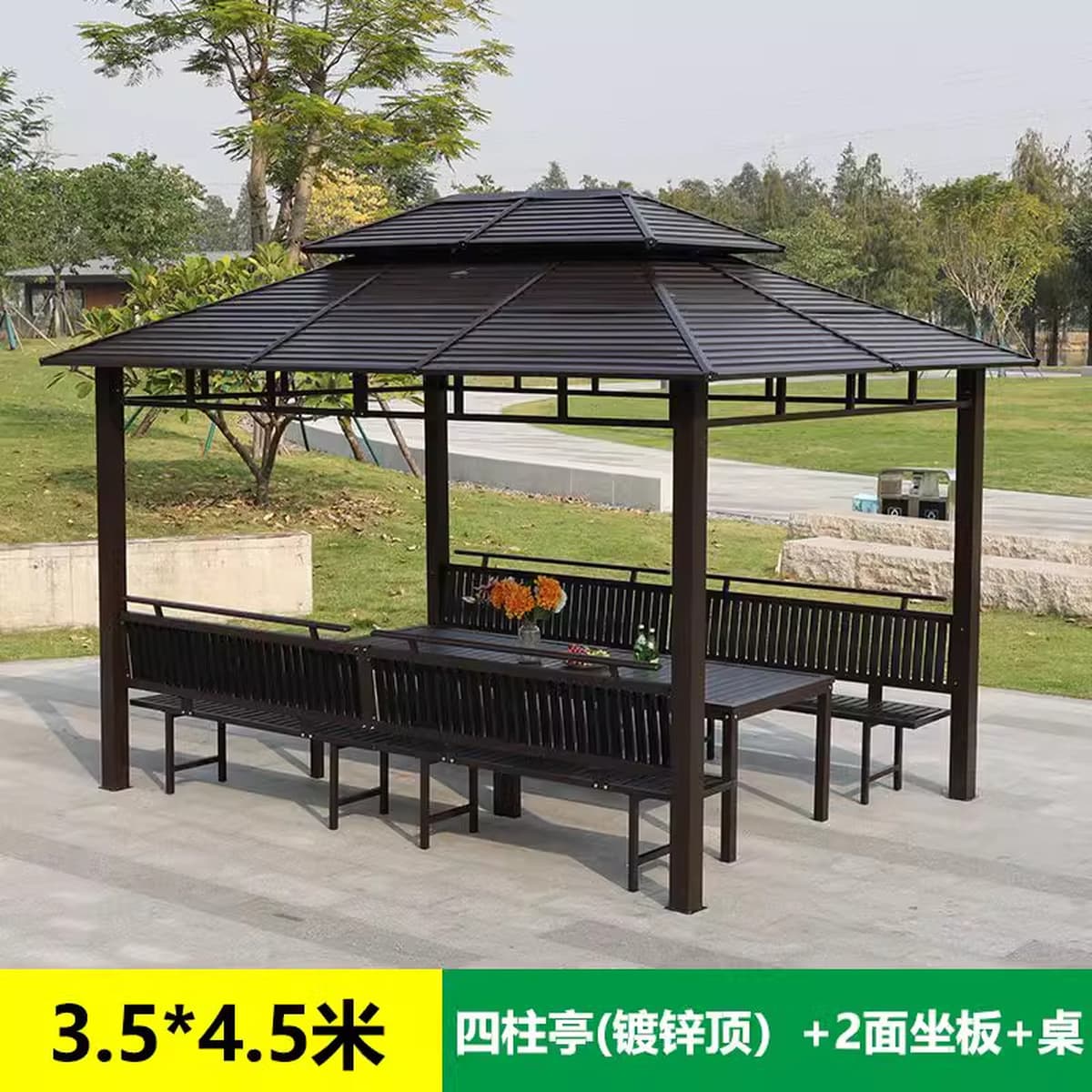 Открытый беседка оцинкованная крыша павильона с четырьмя колоннами павильона дворик сад на крыше отдыха навес большой...