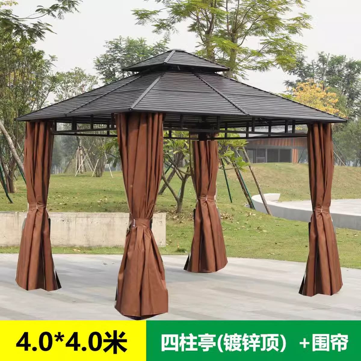 Открытый беседка оцинкованная крыша павильона с четырьмя колоннами павильона дворик сад на крыше отдыха навес большой...