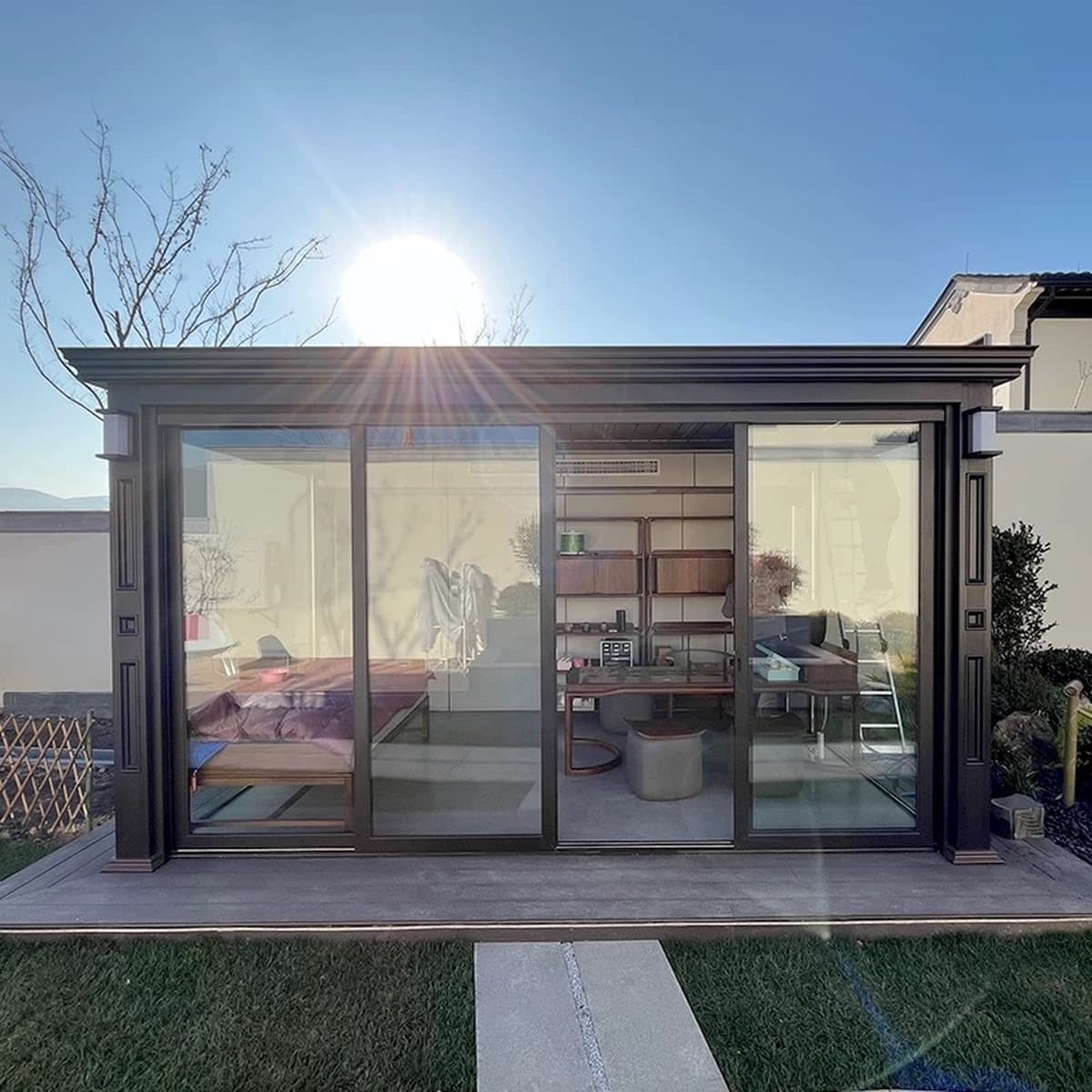 Алюминиевая беседка для сада и двора, новый павильон в китайском стиле для виллы, с электрическими умными жалюзи в...