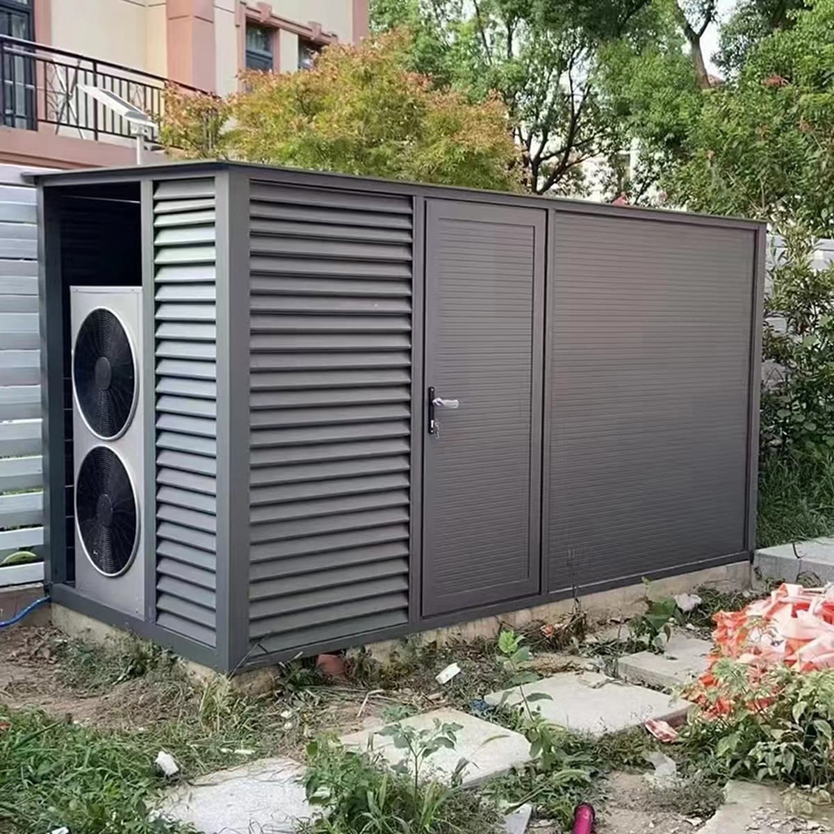 ✅ Уличный сарай из алюминиевого сплава, простой садовый домик, кладовка для инструментов, навес для кондиционера на вилле во...