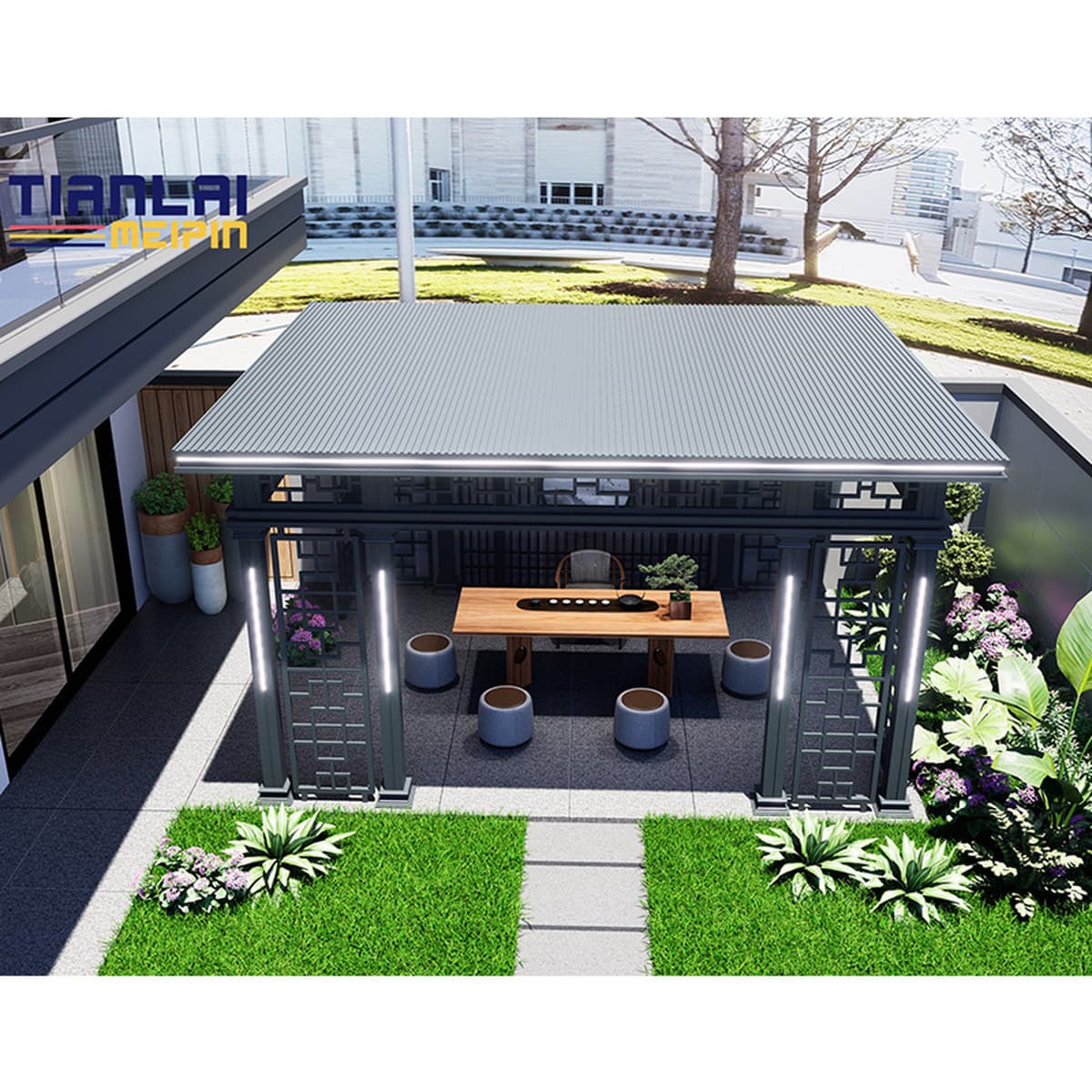 Изготовление уличных павильонов, ландшафтных беседок для сада, утолщенных пергол из алюминиевого сплава, производство чайных...