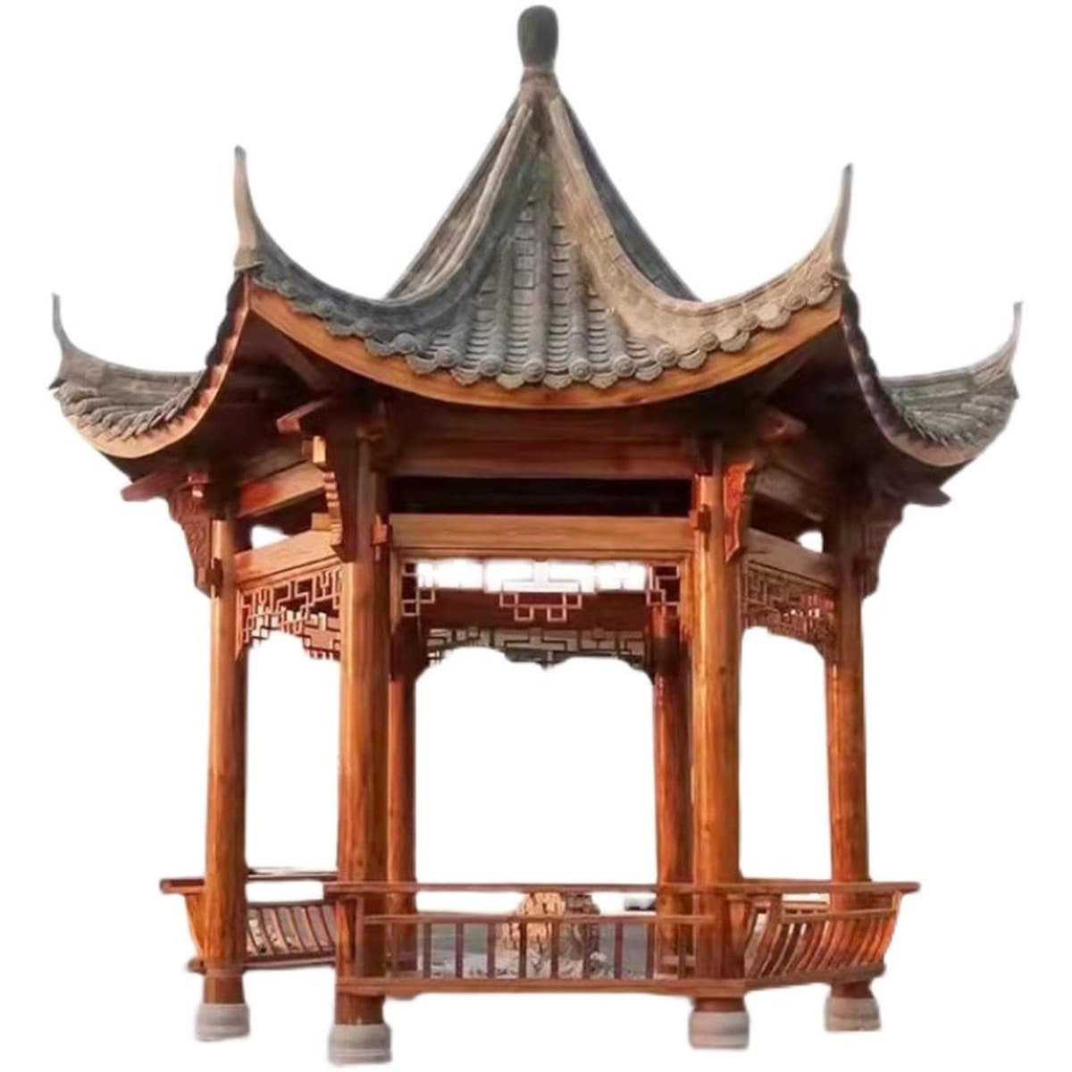 Садовая беседка из массива дерева в антикоррозийной обработке, четырехугольная, шестиугольная, восьмиугольная, в древнем...