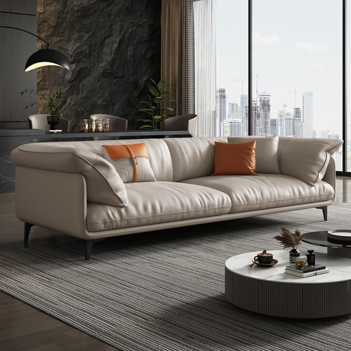 Диван в итальянском стиле из износостойкой ткани, устойчивой к царапинам кошками, для гостиной, подходит для больших и...