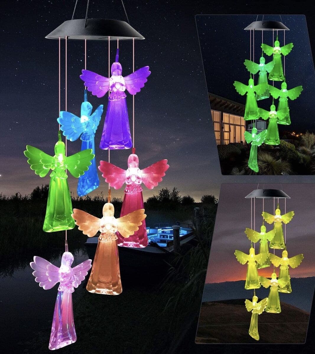 Открытый Солнечный ветер колокольчик свет вилла двор украшение сада Светодиодный Колибри бабочка пейзаж лампа подвесное...