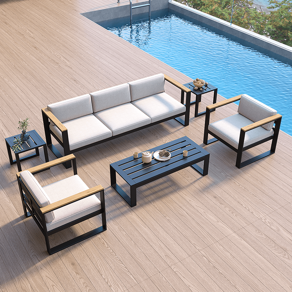 Садовая мебель, устойчивый к солнцу диван из алюминиевого сплава, комплект для отдыха на террасе виллы.