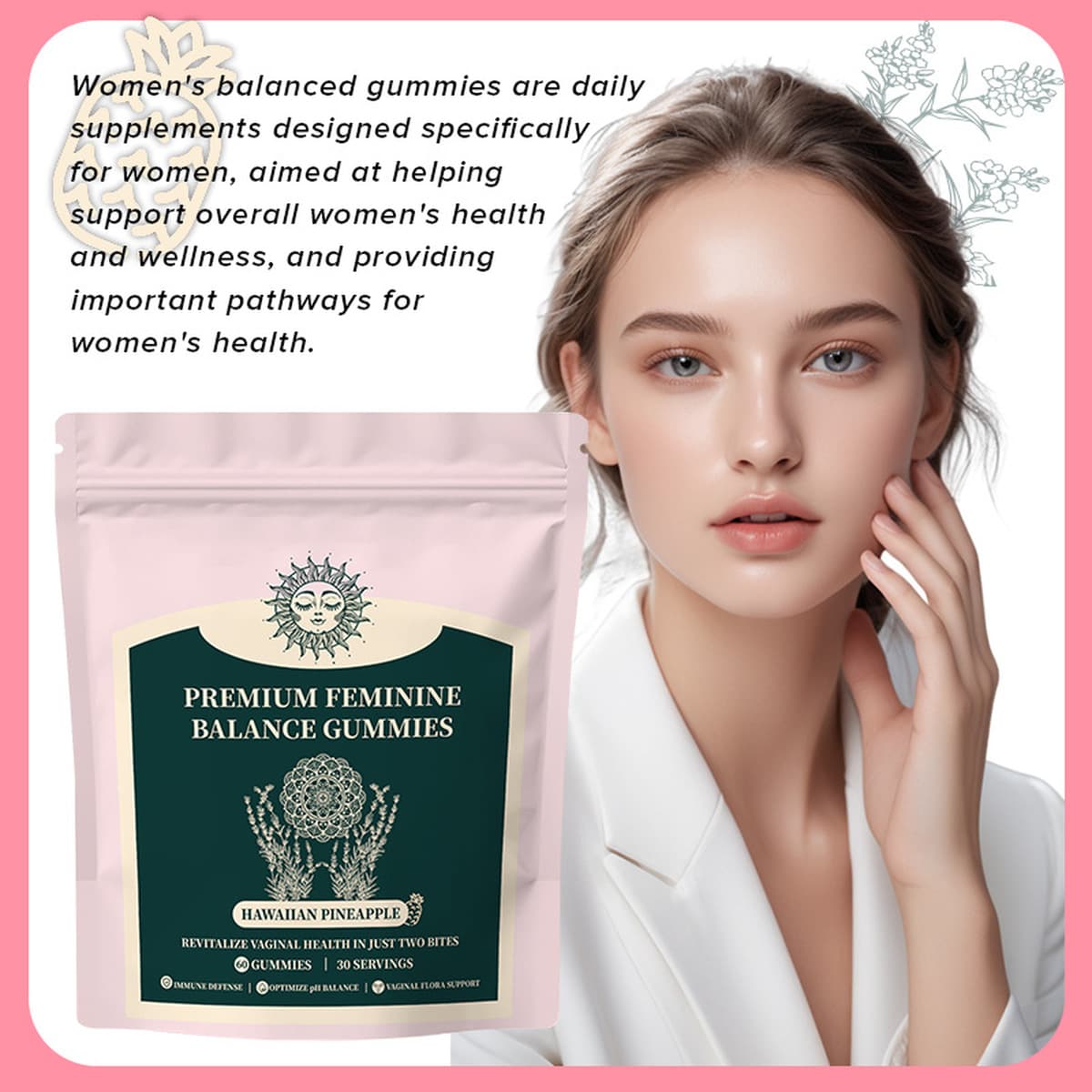 В наличии, популярный товар для трансграничной торговли, 60 капсул жевательных конфет PREMIUM FEMININE BALANCE для женщин,...