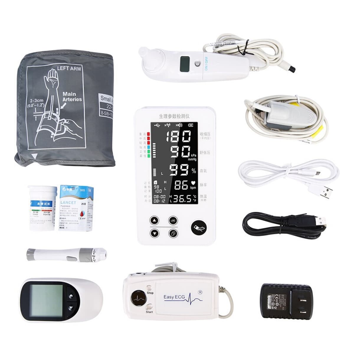 Bluetooth многопараметрический физиологический детектор медицинский портативный монитор Мониторинг Артериального Давления...