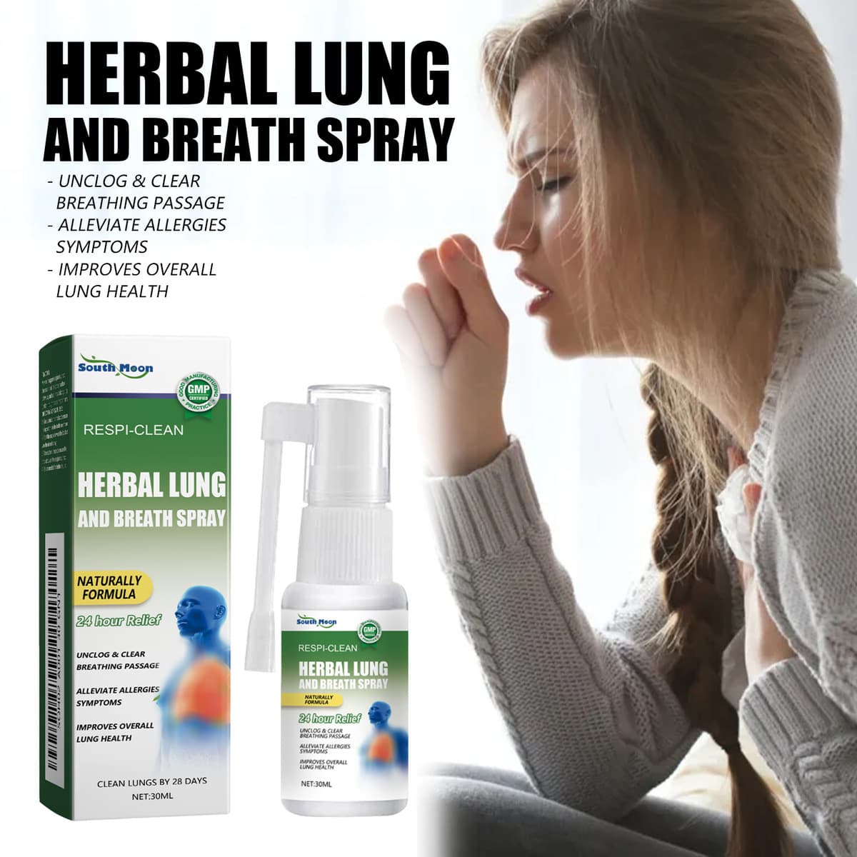 Спрей для тела South Moon Herbal: Нежное очищение, уход за горлом и полостью рта