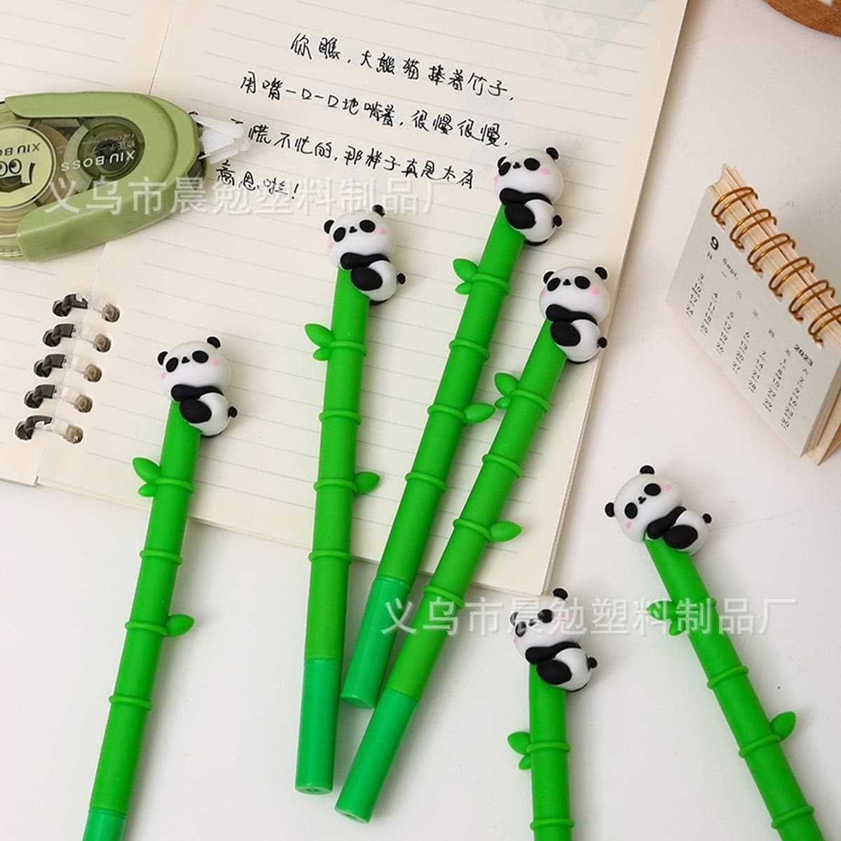 Креативная бамбуковая гелевая ручка с милой пандой, высококачественная новая мягкая ручка, мультяшная студенческая обучающая...