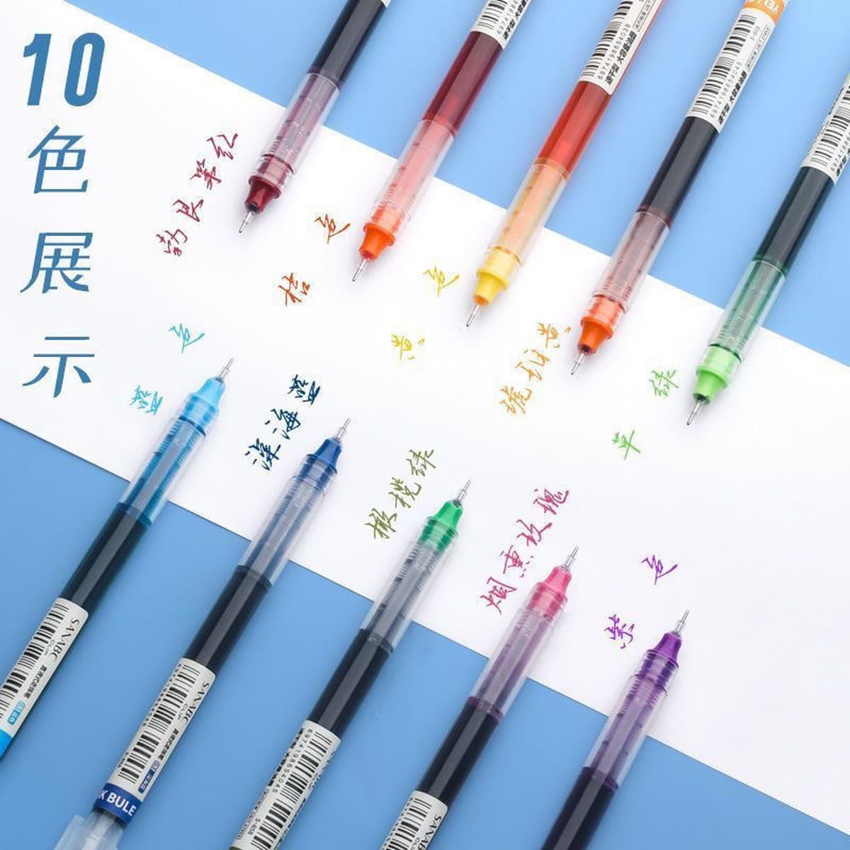 12-цветная прямая жидкая шариковая ручка, гелевая ручка, 0,5 мм, большая емкость, милая разноцветная быстросохнущая прямая...